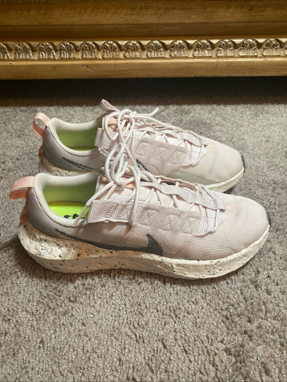 Nike Crater Impact Pink Mesh Sneakers with Neon Green Insoles SZ 7.5
